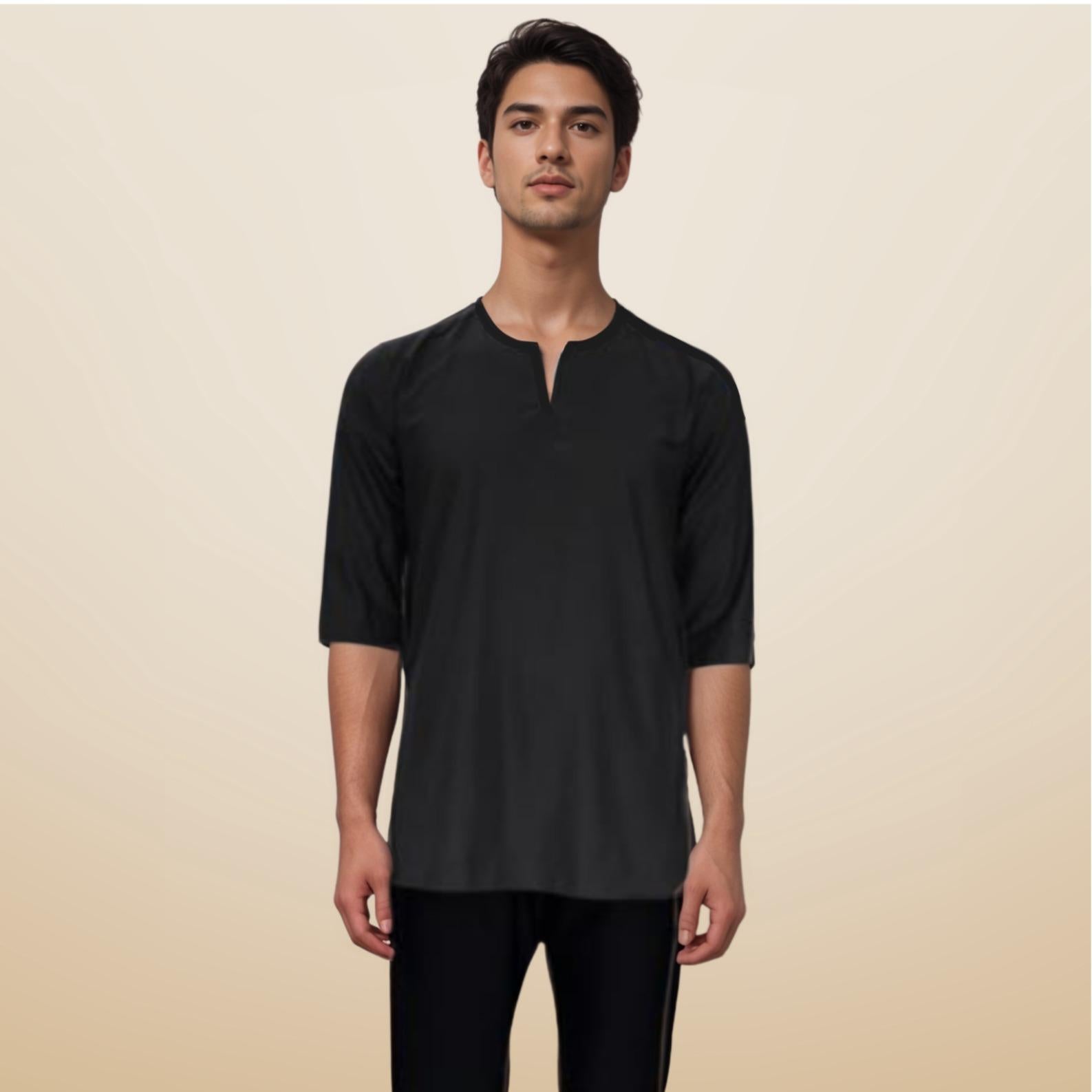 Kurta Emmir ELEMMIERA Lengan Pendek 3/4 dan 2 Sisi Poket Tersembunyi