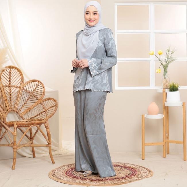 Kurung Melissa, Satin Silk Sulam Sleeve