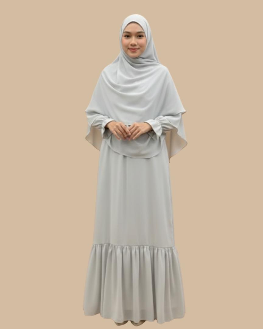 Jubah Qhyraa ELEMMIERA Modest Wear Comfy Ruffle - Jubah Premium Muslimah Viral Menawan Cantik