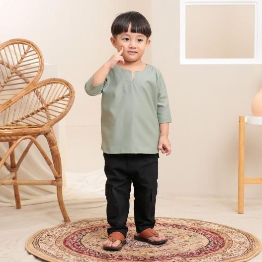 Kurta Kids Emmir ELEMMIERA Lengan Pendek 3/4 dan 2 Sisi Poket Tersembunyi
