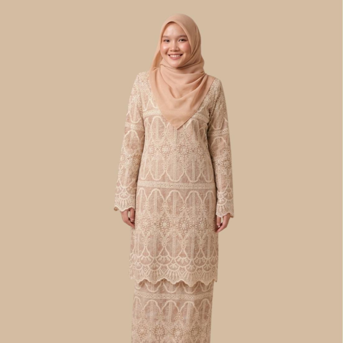Kurung Mahsuri Luxe Lace Soft Sage Edition