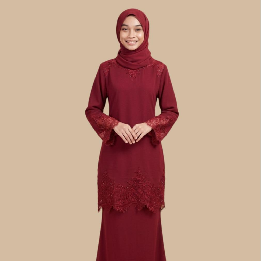 Kurung Diana Soft Lavender Premium Lace – Elegant Modest Wear Muslimah