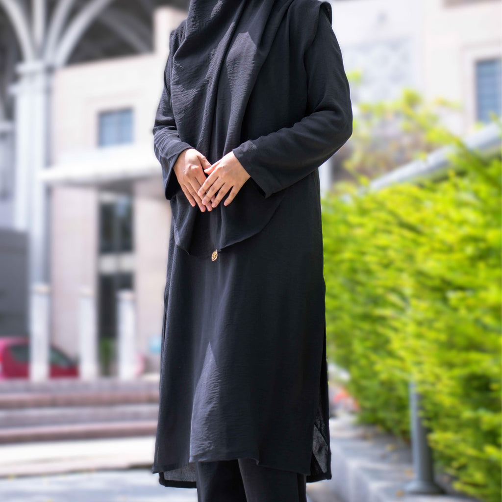 Jubah Seluar Faraa ELEMMIERA untuk Wanita Muslimah Modest Selesa Dipakai dan Ironless