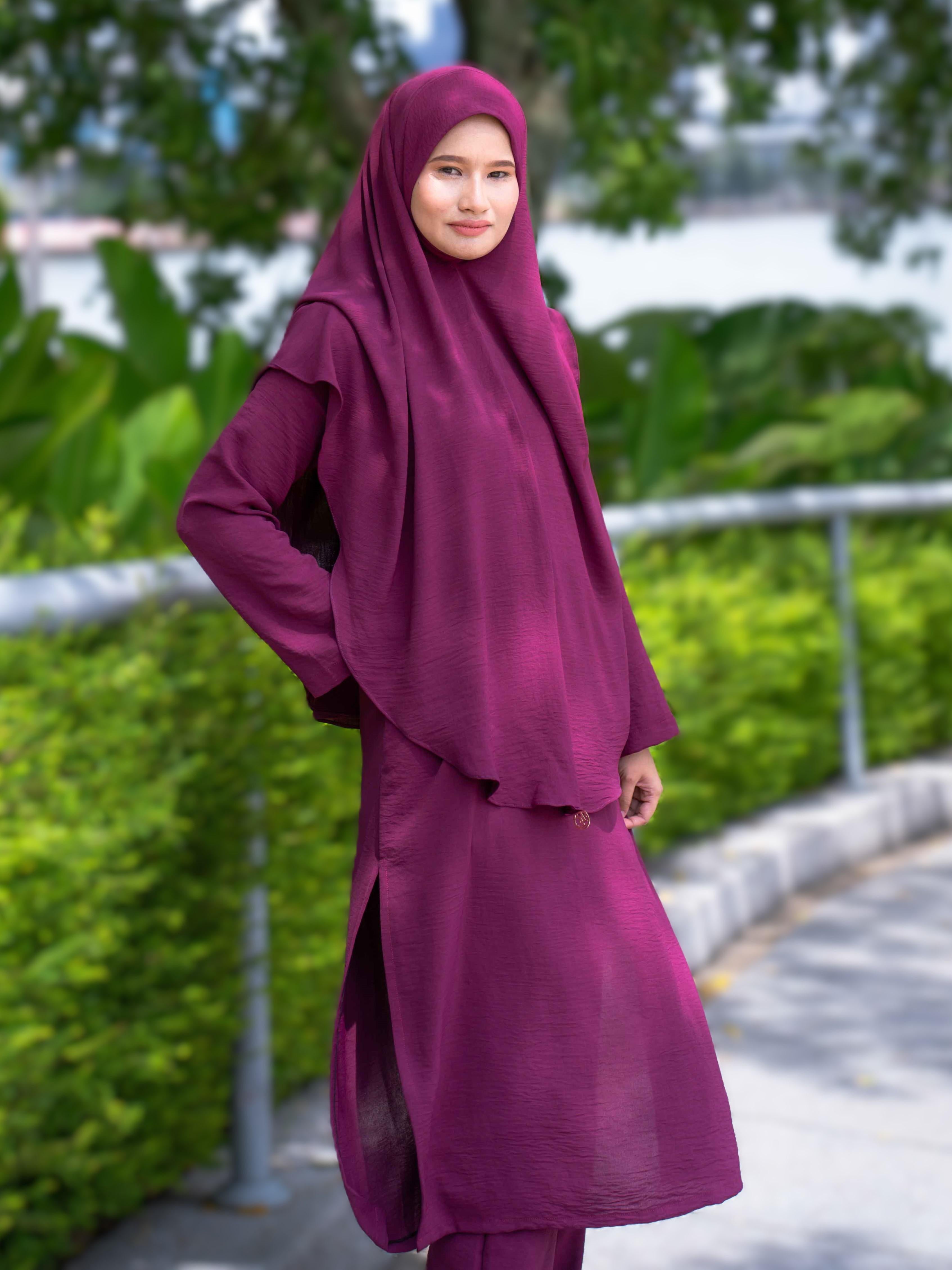Jubah Seluar Faraa ELEMMIERA untuk Wanita Muslimah Modest Selesa Dipakai dan Ironless