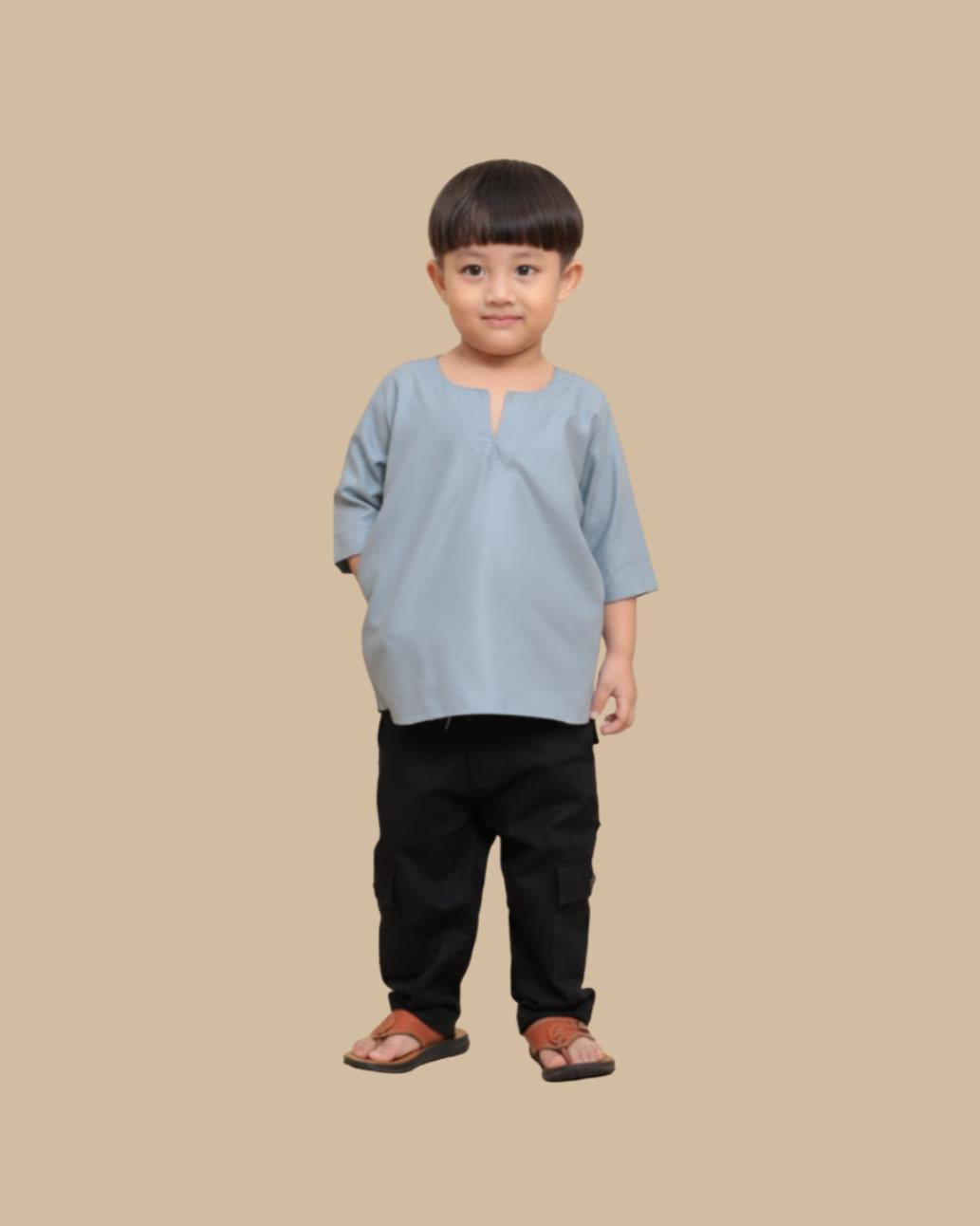Kurta Kids Emmir ELEMMIERA Lengan Pendek 3/4 dan 2 Sisi Poket Tersembunyi