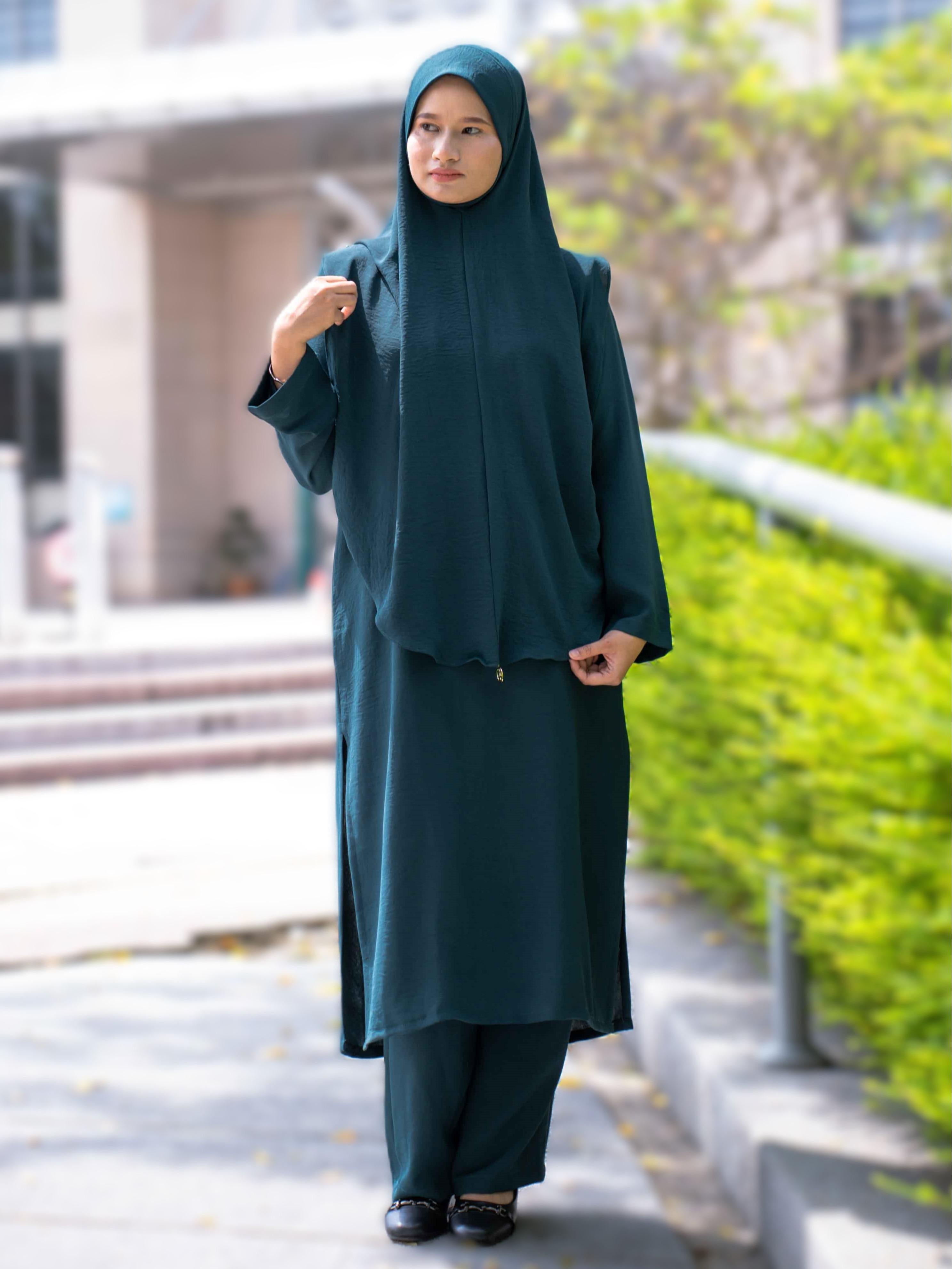Jubah Seluar Faraa ELEMMIERA untuk Wanita Muslimah Modest Selesa Dipakai dan Ironless