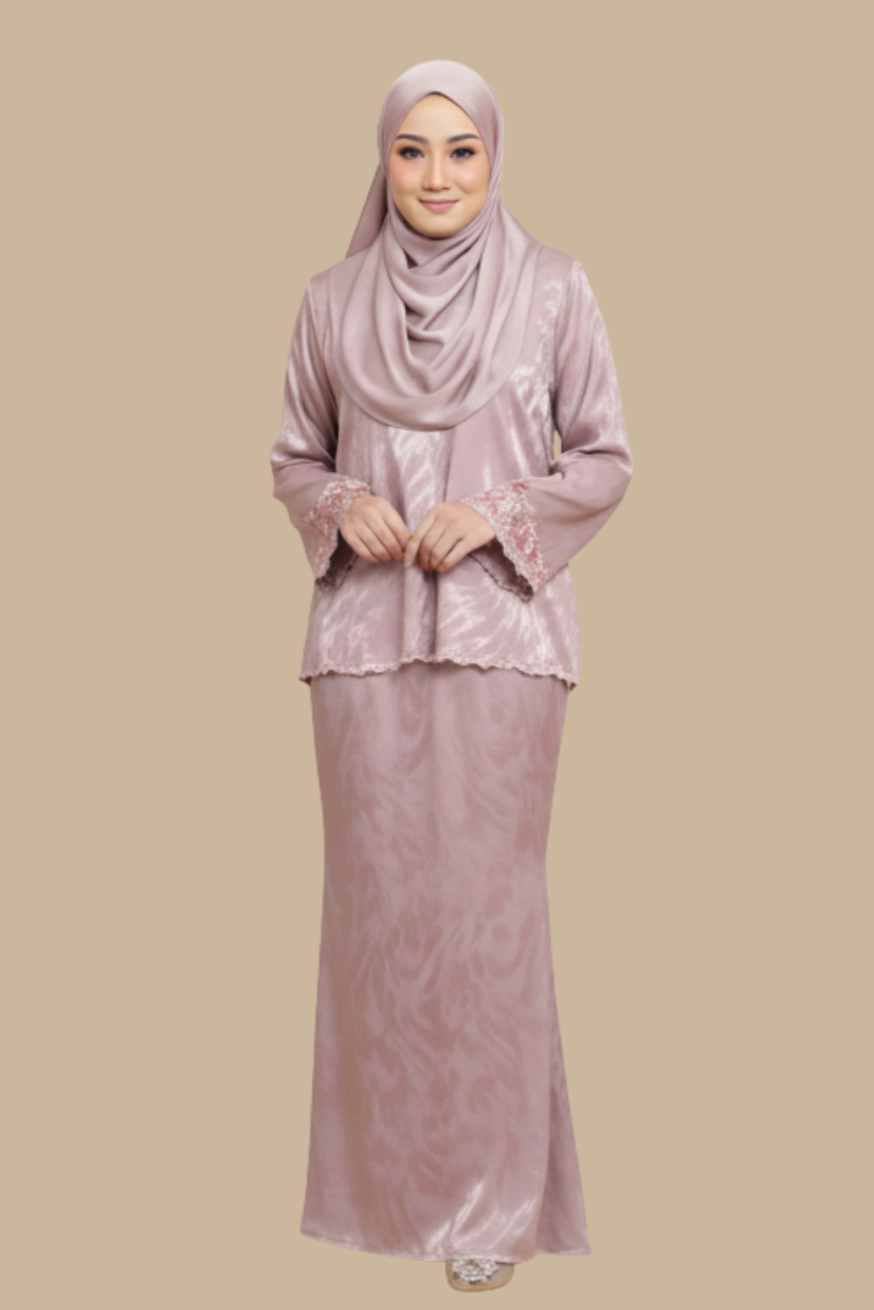 Kurung Melissa, Satin Silk Sulam Sleeve