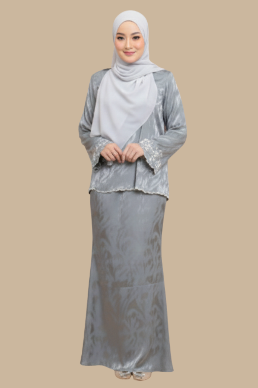 Kurung Melissa, Satin Silk Sulam Sleeve