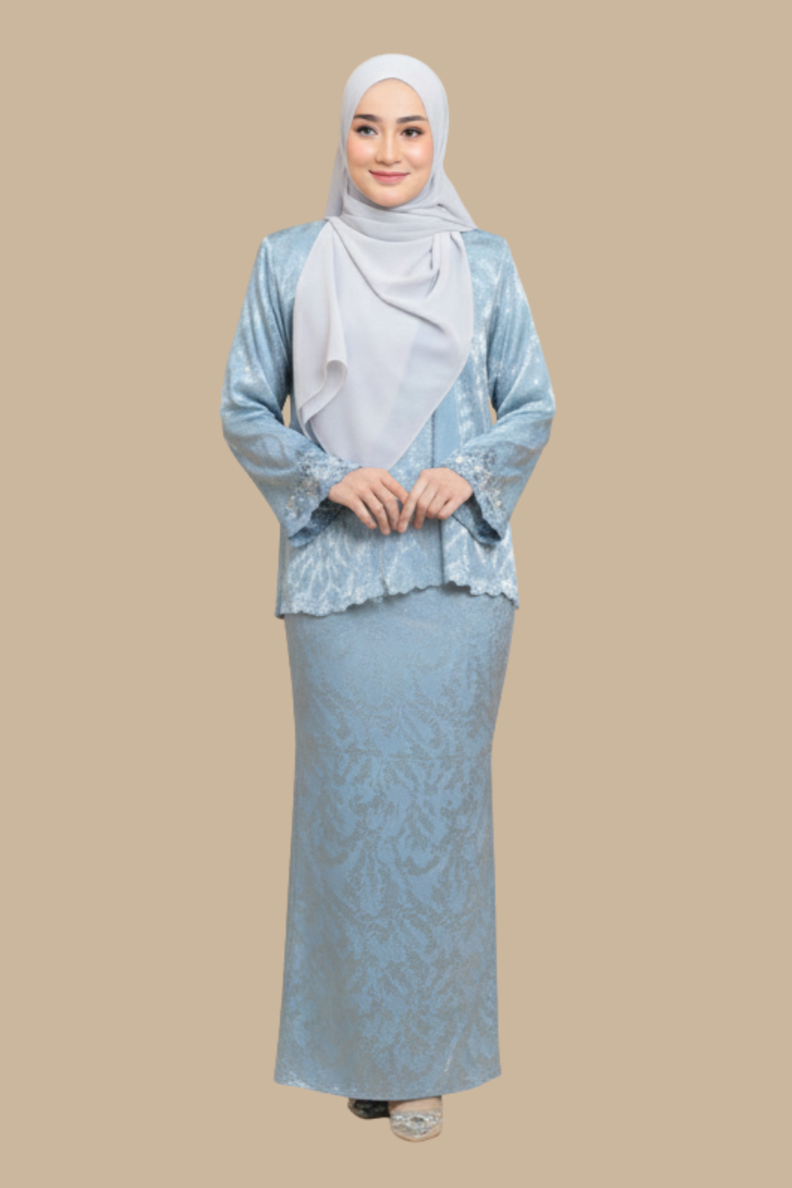 Kurung Melissa, Satin Silk Sulam Sleeve