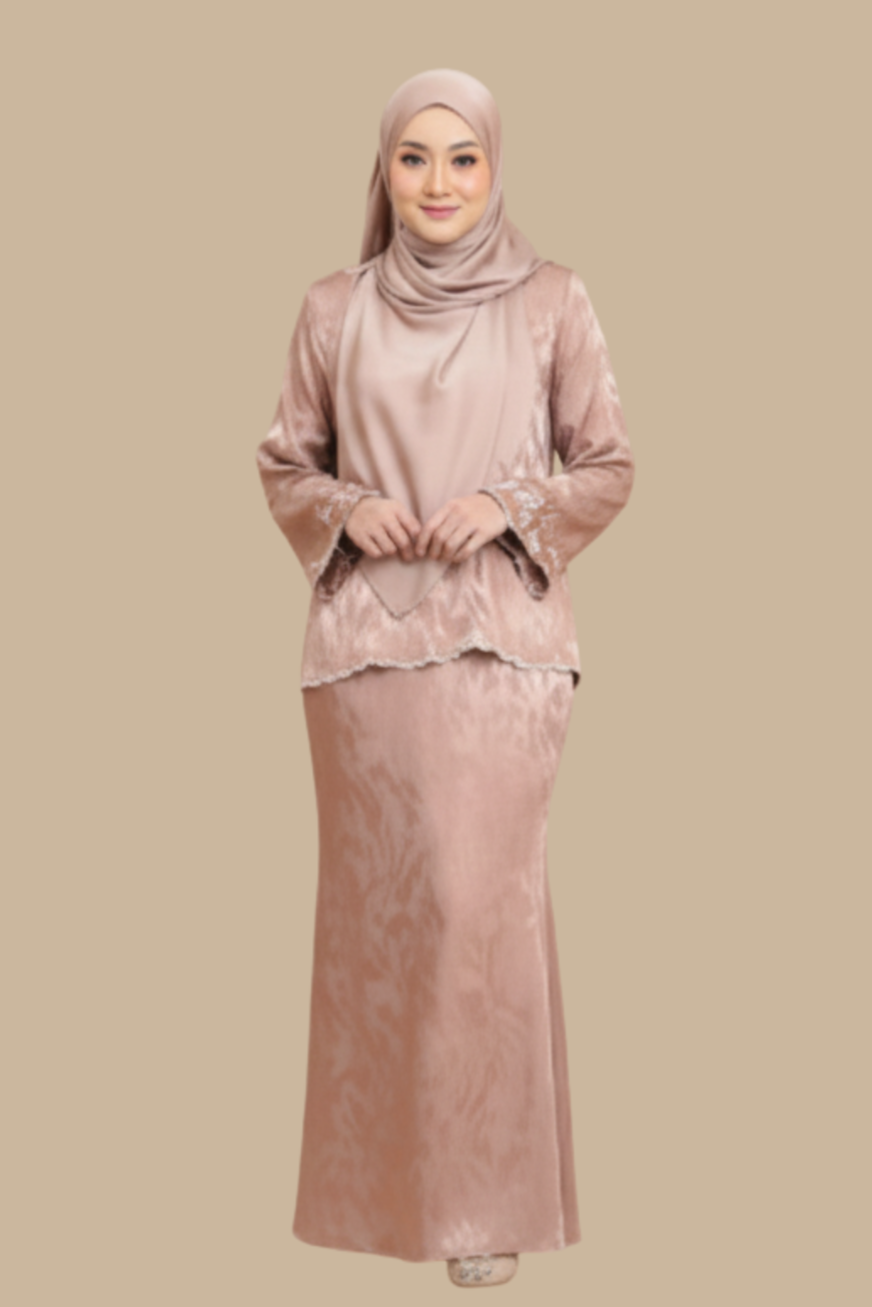 Kurung Melissa, Satin Silk Sulam Sleeve
