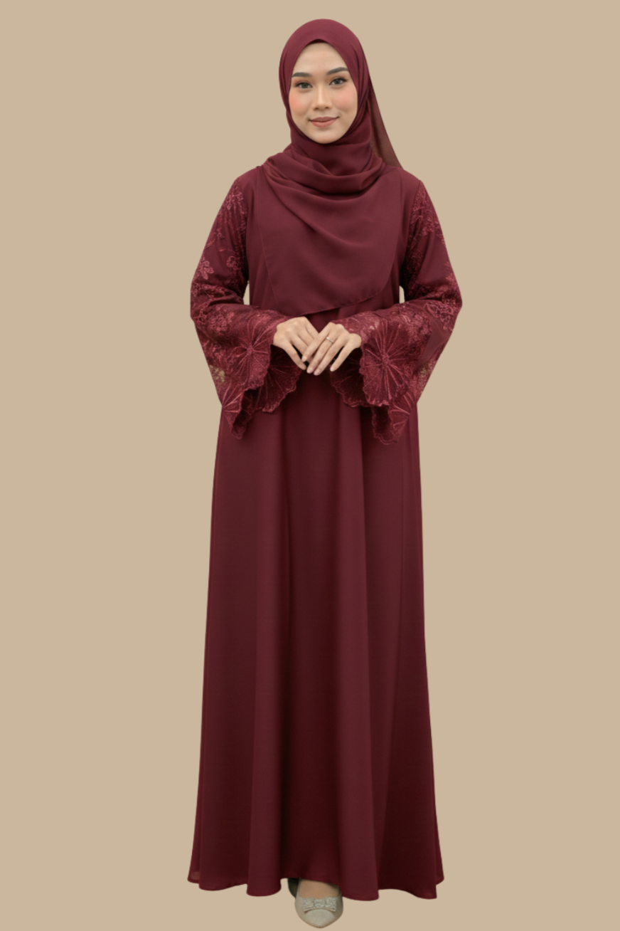 Abaya UAE Big Flower Laces