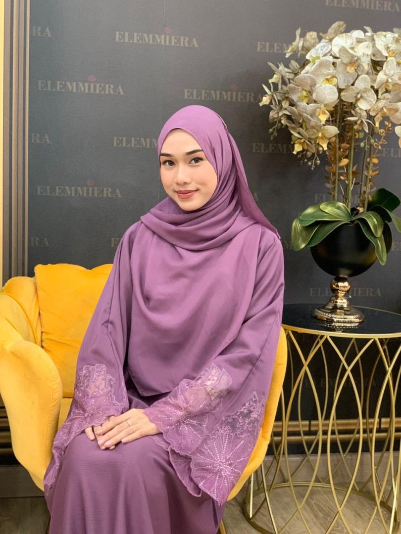 Abaya UAE Big Flower Laces ELEMMIERA pakaian muslimah yang cantik dengan sulaman bunga di tangan