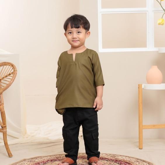 Kurta Kids Emmir ELEMMIERA Lengan Pendek 3/4 dan 2 Sisi Poket Tersembunyi