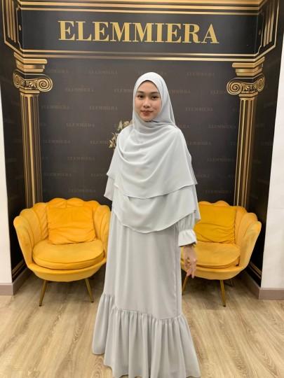 Jubah Qhyraa ELEMMIERA Modest Wear Comfy Ruffle - Jubah Premium Muslimah Viral Menawan Cantik