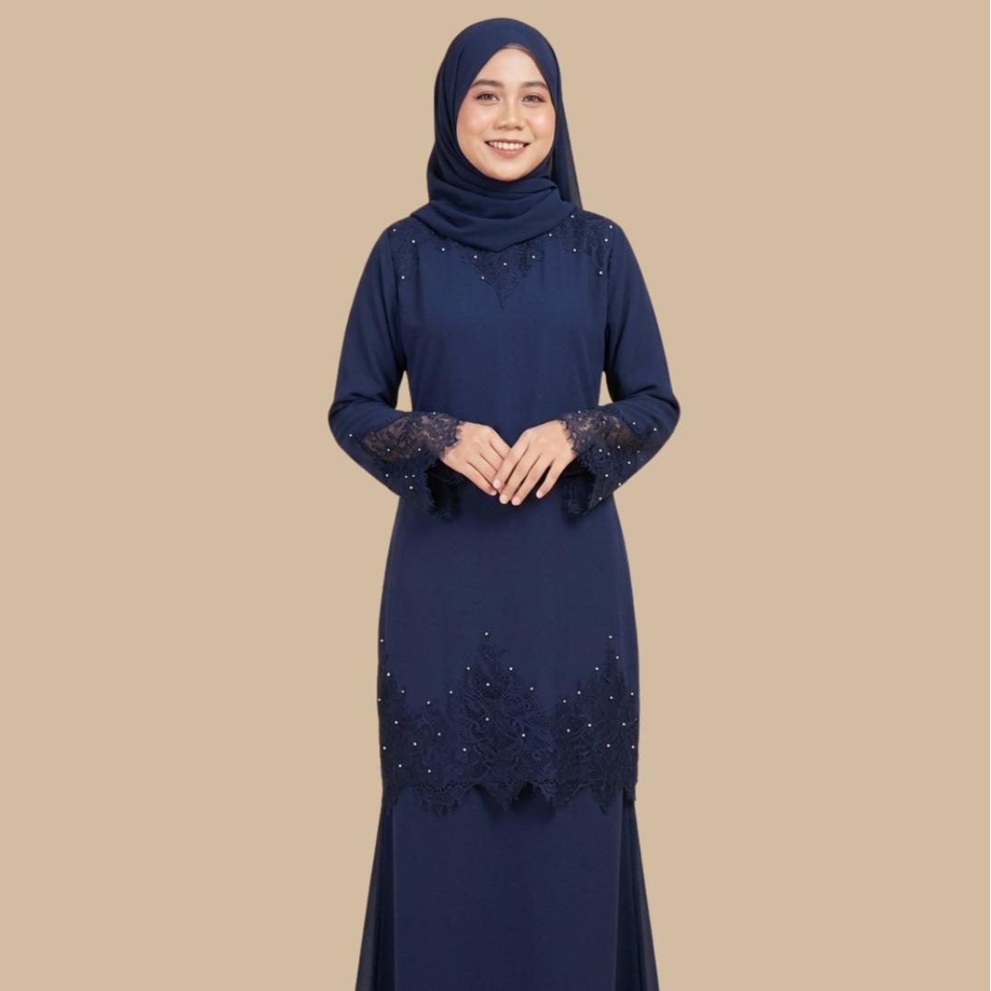 Kurung Diana Soft Lavender Premium Lace – Elegant Modest Wear Muslimah