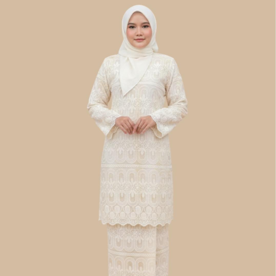 Kurung Mahsuri Luxe Lace Soft Sage Edition