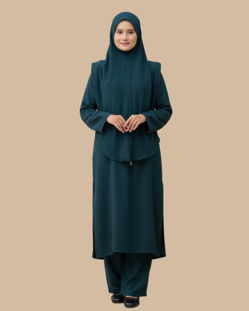 Jubah Seluar Faraa ELEMMIERA untuk Wanita Muslimah Modest Selesa Dipakai dan Ironless